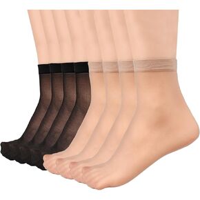 Mcool Mary 12 Pairs Womens Sheer Ankle Socks Nude Stocking Summer Ultra Thin Cool See Through Silk Socks for Women