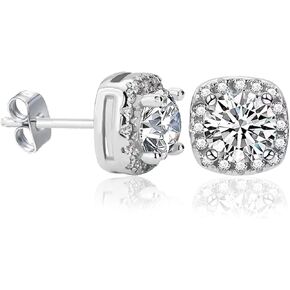 Cubic Zirconia Earrings Studs for Women Men Simulated Diamond CZ Stud Silver Earrings