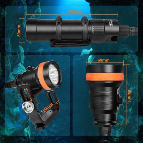 ORCATORCH D620 V2.0 2700 Lumen Primary Canister Dive Light 3 Modes Technical Diving Flashlight Underwater 150M Scuba Torch for Caving Wreck Diving in Kuwait
