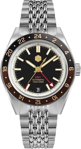San Martin SN0116G Dive Watches for Men NH34 GMT Watch Mechanical Sapphire Mirror Full Luminous 10ATM Waterproof Wristwatch, 39.5MM Stainless Steel in Saudi Arabia