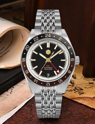 San Martin SN0116G Dive Watches for Men NH34 GMT Watch Mechanical Sapphire Mirror Full Luminous 10ATM Waterproof Wristwatch, 39.5MM Stainless Steel in Saudi Arabia
