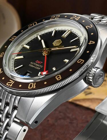 San Martin SN0116G Dive Watches for Men NH34 GMT Watch Mechanical Sapphire Mirror Full Luminous 10ATM Waterproof Wristwatch, 39.5MM Stainless Steel in Saudi Arabia