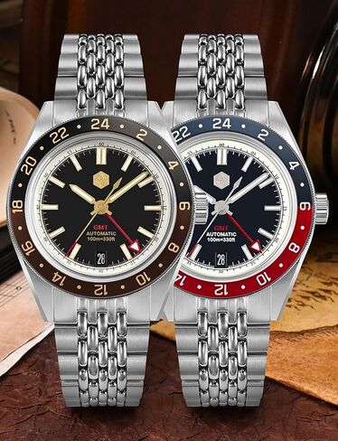 San Martin SN0116G Dive Watches for Men NH34 GMT Watch Mechanical Sapphire Mirror Full Luminous 10ATM Waterproof Wristwatch, 39.5MM Stainless Steel in Saudi Arabia