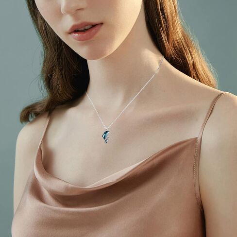 دولفين قلادة 925 الفضة الاسترليني دولفين كريستال قلادة قلادة دولفين المحيط مجوهرات هدايا للنساء الفتيات أمي عيد الميلاد عيد الميلاد in Kuwait