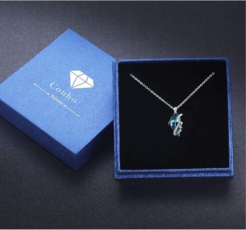 دولفين قلادة 925 الفضة الاسترليني دولفين كريستال قلادة قلادة دولفين المحيط مجوهرات هدايا للنساء الفتيات أمي عيد الميلاد عيد الميلاد in Kuwait