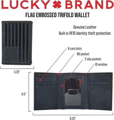 محفظة رجالية منقوشة ثلاثية الطي وعلى شكل حرف L من Lucky Brand in Saudi Arabia