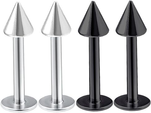 bodyjewelrytrend 4pcs 16g Labret Stud Lip Ring Cartilage Tragus Snakebite Monroe Triple Forward Helix Conch Medusa Lobe Black Spike Pick Size in Saudi Arabia