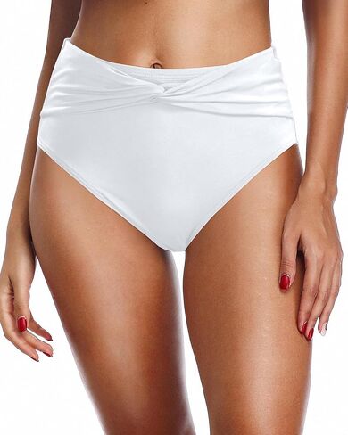 Holipick Womens Full Coverage Bikini Bottoms High Waisted Bathing Suit Bottom Twist Front Swimsuit Bottom in Saudi Arabia