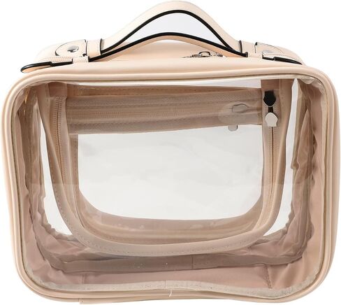 traveling toiletry Case large clear cosmetics case makeup bag (Beige, Small) in Kuwait