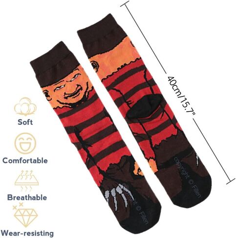 5 Pairs Classic Horror Movie Character Cartoon Socks Funny Novelty Scary Design Cotton Socks for Women Men Teen in Saudi Arabia