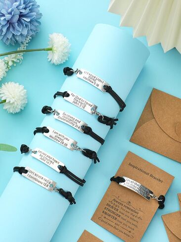 Bucherry 12 Pack Bible Christian Gifts for Women Men with Gift Cards Envelopes Engraved Inspirational Bible Verse Bracelets in Saudi Arabia