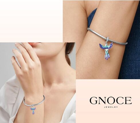 GNOCE Phoenix Peacock Pendant Charms for Bracelet/Necklace 925 Sterling Silver Dangle Charms for Women Girls Wife Daughter Jewelry Gift in Saudi Arabia