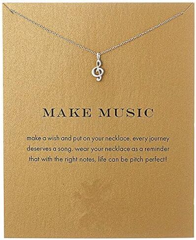 Delicate Music Note Pendant Necklace Simple Lovely Clavicle Necklace for Women Music Lover Musican Gifts with Meaning Card in Kuwait