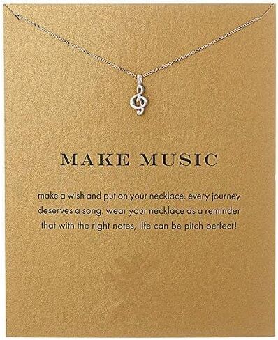 Delicate Music Note Pendant Necklace Simple Lovely Clavicle Necklace for Women Music Lover Musican Gifts with Meaning Card in Kuwait