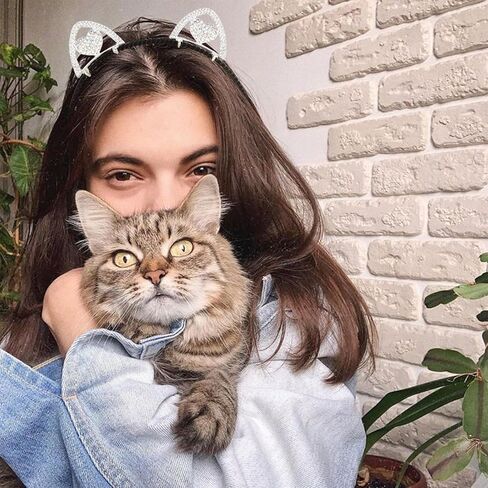 KICOSY 4 قطع من عصابات رأس آذان القطط اللامعة من حجر الراين عصابة رأس من كريستال آذان القطط للفتيات والنساء وعصابة رأس لآذان القطط والهالوين والكبار والأطفال في الحفلات التنكرية وإكسسوارات غطاء الرأس in Kuwait