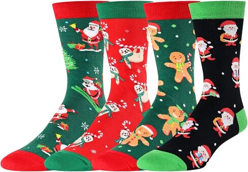 HAPPYPOP Christmas Gifts Stocking Socks For Men Women - Secret Santa Socks Christmas Socks 4 Pack in Saudi Arabia