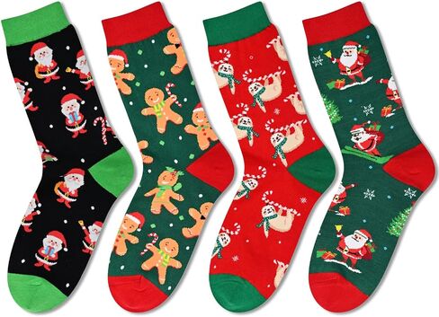 HAPPYPOP Christmas Gifts Stocking Socks For Men Women - Secret Santa Socks Christmas Socks 4 Pack in Saudi Arabia