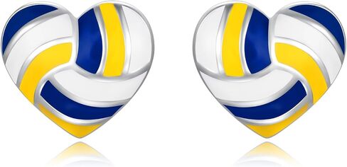 925 Sterling Silver Heart Softball Volleyball Earrings Stud Hypoallergenic Softball Mom Jewelry Gifts for Women Player Lover in Saudi Arabia