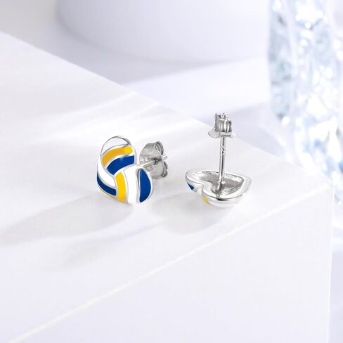 925 Sterling Silver Heart Softball Volleyball Earrings Stud Hypoallergenic Softball Mom Jewelry Gifts for Women Player Lover in Saudi Arabia