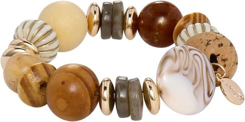 Coiris Multi Beaded Statement Bracelet Wooden Acrylic Beads Stretch Chunky Beads Bracelet for Wome Gift(BR-1215-Orange Mix) in Saudi Arabia