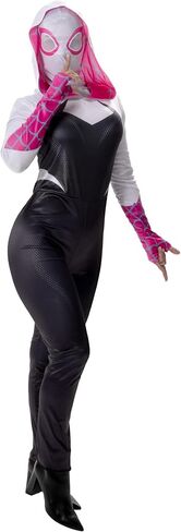 MARVEL Spider-Gwen Official Adult Halloween Costume - Premium Quality Hooded Jumpsuit with Pull On Fabric Mask in Saudi Arabia