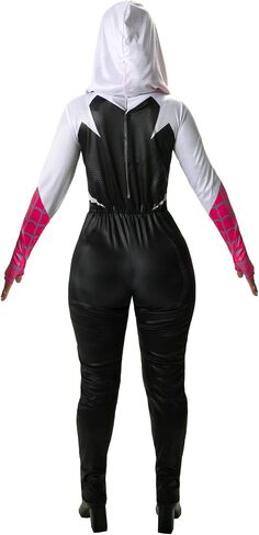 MARVEL Spider-Gwen Official Adult Halloween Costume - Premium Quality Hooded Jumpsuit with Pull On Fabric Mask in Saudi Arabia