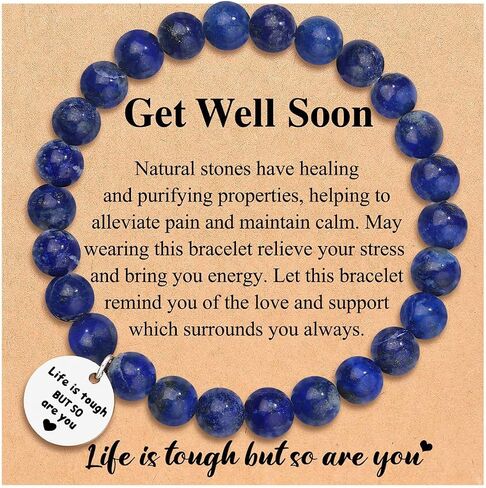 Get Well Soon Gifts Cancer Care Gifts for Women Natural Stone Amethyst Healing Bracelet Inspirational Bracelet for Women Trendy in Saudi Arabia