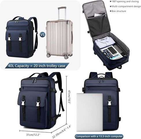 MIYCOO Travel Laptop Backpack, Extra Large Expandable Travel Backpack Airplane Approved Weekender Bag for Men Women, Water Resistant Lightweight Computer Backpack Blue in Kuwait