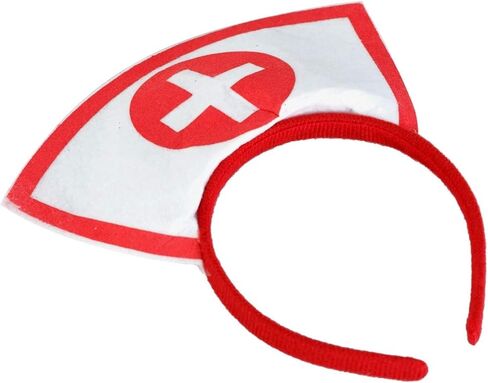 زي قبعة الممرضات، قطعتان من عصابة رأس الهالوين، إكسسوارات الممرضات الدموية، قبعة الممرضات الحمراء، لوازم الحفلات in Kuwait