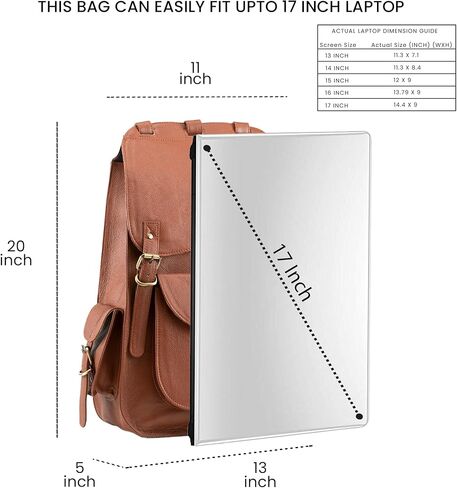 Handmade World Vintage Full Grain 20 Inch Leather Laptop Backpack Casual Bookbag Daypack Camping Travel Rucksack Knapsack in Saudi Arabia