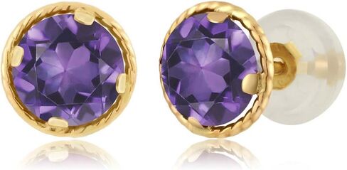 Gem Stone King 14K Yellow Gold Gemstone Birthstone Stud Earrings | Round 5MM | Gold Earrings for Women in Saudi Arabia