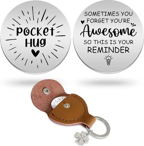 Pocket Hug Stainless Steel Memorial Token Double Sided Engraved Keychain Long Distance Relationship Keepsake Gift in Kuwait