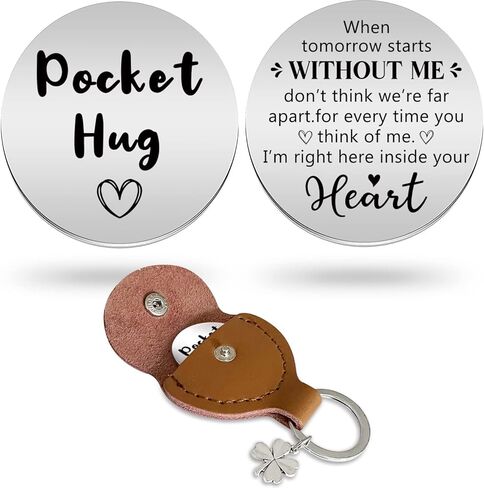 Pocket Hug Stainless Steel Memorial Token Double Sided Engraved Keychain Long Distance Relationship Keepsake Gift in Kuwait