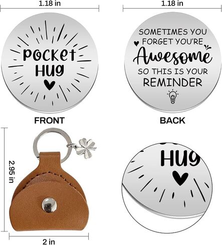 Pocket Hug Stainless Steel Memorial Token Double Sided Engraved Keychain Long Distance Relationship Keepsake Gift in Kuwait