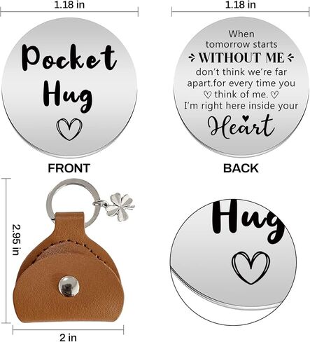 Pocket Hug Stainless Steel Memorial Token Double Sided Engraved Keychain Long Distance Relationship Keepsake Gift in Kuwait