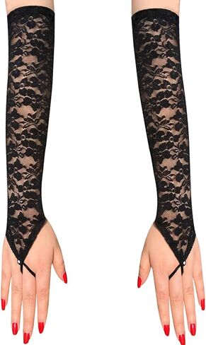 Long Opera Party 20s Fingerless Lace Gloves,Long Fingerless Lace Gloves,Lace Elbow Length Gloves in Saudi Arabia