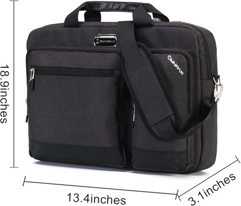 حقيبة كمبيوتر محمول Omnpak مقاس 15.6 بوصة، حقيبة أعمال مع قفل مجمع، حقيبة مستندات كاتب العدل طاردة للماء للرجال والنساء - تناسب كمبيوتر/كمبيوتر محمول/كمبيوتر لوحي مقاس 15.6 بوصة in Kuwait