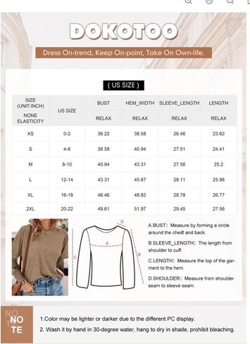 Dokotoo Long Sleeve Tops for Women 2024 Fashion T Shirts for Women Crewneck Casual Loose Shirts Basic Tee in Saudi Arabia