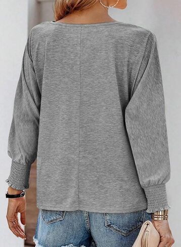 Dokotoo Long Sleeve Tops for Women 2024 Fashion T Shirts for Women Crewneck Casual Loose Shirts Basic Tee in Saudi Arabia