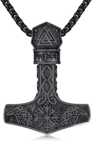Twoowl ثور المطرقة قلادة 925 فضة فايكنغ Mjolnir قلادة أكسدة نورس الرونية تميمة مجوهرات هدايا للنساء الرجال in Kuwait