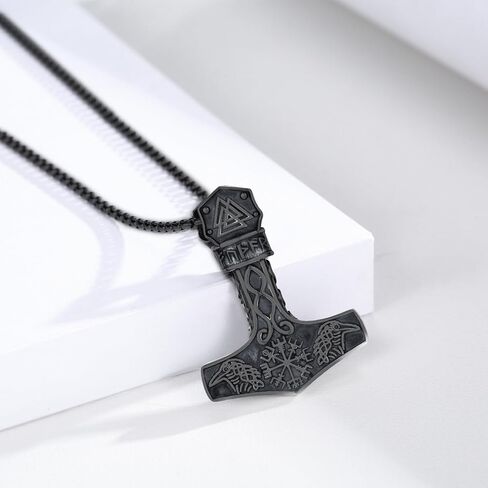 Twoowl ثور المطرقة قلادة 925 فضة فايكنغ Mjolnir قلادة أكسدة نورس الرونية تميمة مجوهرات هدايا للنساء الرجال in Kuwait