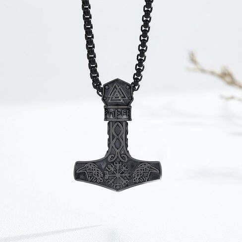 Twoowl ثور المطرقة قلادة 925 فضة فايكنغ Mjolnir قلادة أكسدة نورس الرونية تميمة مجوهرات هدايا للنساء الرجال in Kuwait