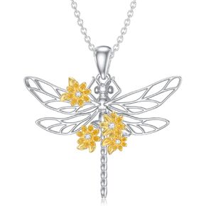 Diamond Dragonfly Necklace for Women in Sterling Silver Dragonfly Pendant Gift for Christmas Mother's Day Anniversary Birthday Jewelry Gifts for Her