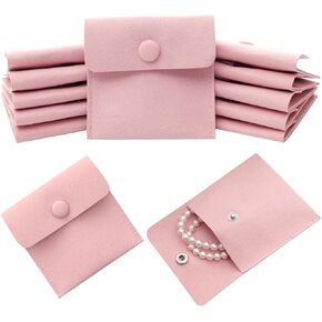 12pcs Microfiber Jewelry Pouch 8x8cm Microfiber Jewelry Bags Microfiber Jewelry Packaging Bag Luxury Small Jewelry Gift Bags Small Jewelry Pouch Snap Button Envelope Style Packaging