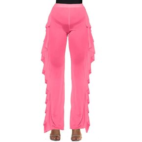 Women's Perspective Sheer Mesh Ruffle Pants Swimsuit Bikini Bottom Cover up Pants