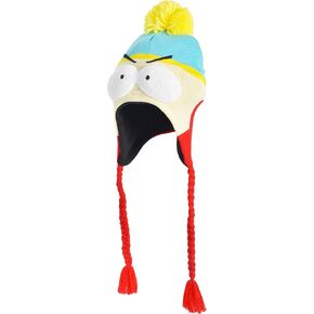 Concept One South Park Beanie Hat, Eric Cartman Peruvian Winter Knit Cap with Pom and Tassels