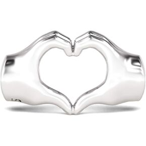 GNOCE Finger With Heart Love Charms for Bracelet 925 Sterling Silver Forever Heart Bead Charm for Women Mom Mother'S Day Gift Family Wife Lover