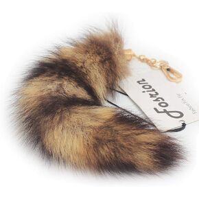 Authentic Fox/Raccoon Tail Charms With Golden Keychain, Perfect for Cosplay and Fashion