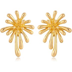 Geometric Earrings Statement Stud Earrings for Women Gifts 14K Gold Plated