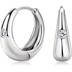 Moissanite Classic Round Hoop Earrings, D Color Lab Create Diamond, 14K Gold Plated Sterling Silver Hoop Earring for Women and Men Birthday Christmas Jewelry Gifts